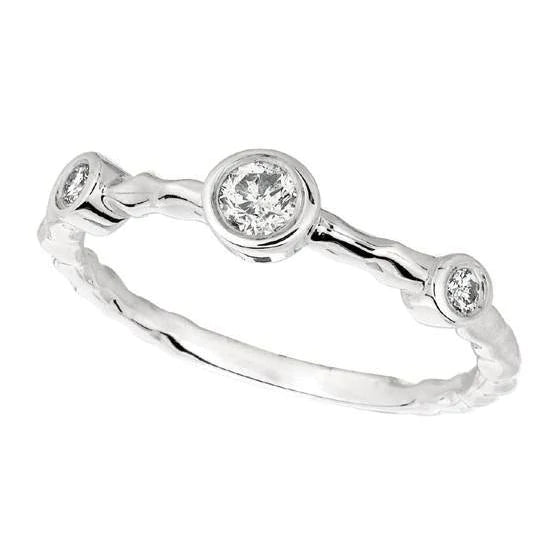 0.35 Carat Round Diamond Bubble Ring Band White Gold 14K Bezel Setting