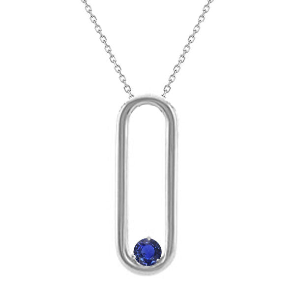 Solitaire Open Pendant Sri Lanka Sapphire White Gold