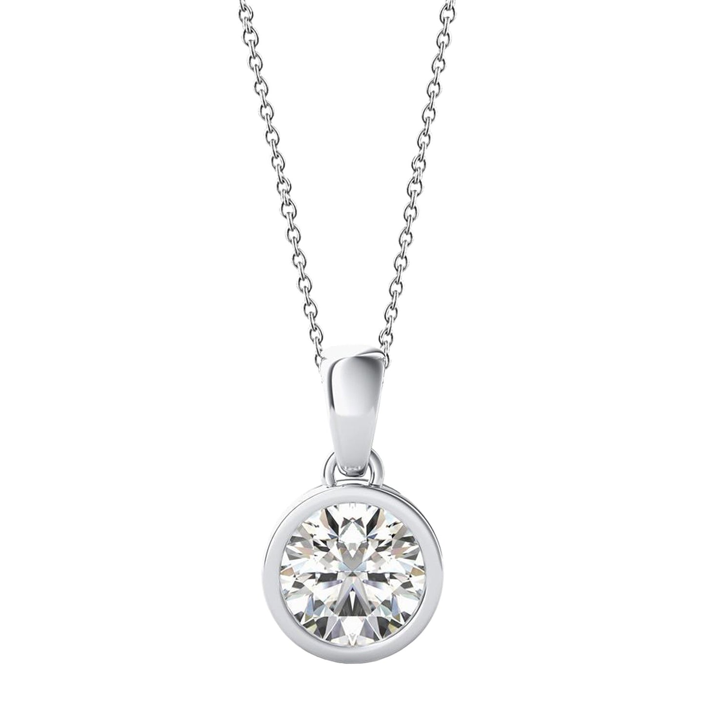 0.75 Carats Bezel Set Round Brilliant Natural Earth Mined Diamond Pendant Women Jewelry