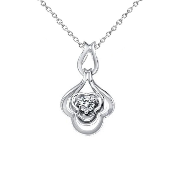 0.75 Carats Solitaire Round Natural Earth Mined Diamond Pendant Necklace 14K White Gold