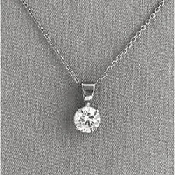 0.75 Ct Round Cut Solitaire Natural Earth Mined Diamond Necklace Pendant