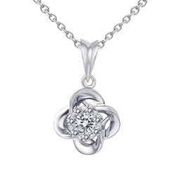 0.90 Carats Round Shape Diamond Ladies Necklace Pendant White Gold 14K