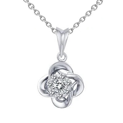 0.90 Carats Round Shape Natural Earth Mined Diamond Ladies Necklace Pendant White Gold 14K