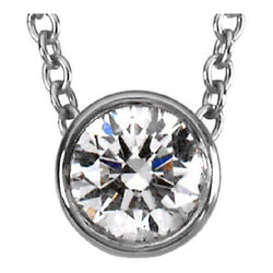 0.33 Carats Solitaire Natural Earth Mined Diamond Pendant Bezel Set
