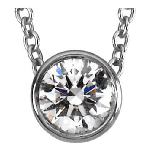 0.33 Carats Solitaire Diamond Pendant Bezel Set Pendant