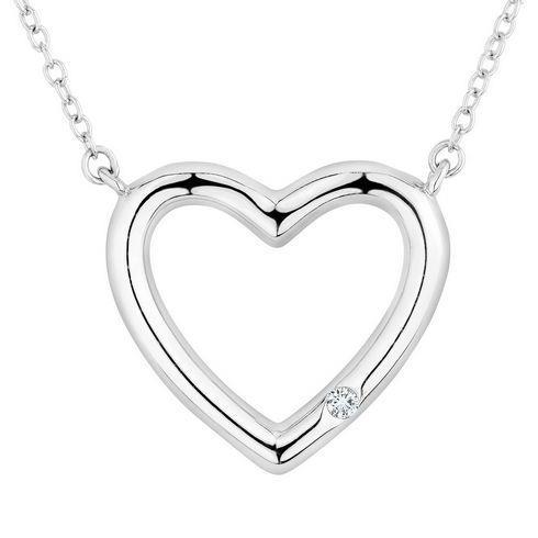 0.50 Carats Round Brilliant Cut Diamond Heart Pendant 14K White Gold Pendant
