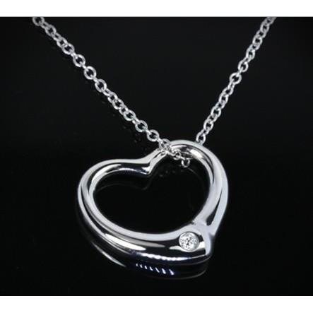0.50 Carats Round Diamond Heart Pendant 14K White Gold Pendant