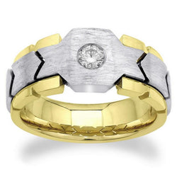 0.50 Carats Round Diamond Solitaire Mens' Ring Two Tone Gold 14K