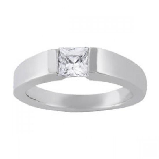 Woman's   Princess Diamond White Gold 14K New Solitaire Ring