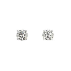 0.60 Carats Round Solitaire Diamond Stud Earring 14K White Gold