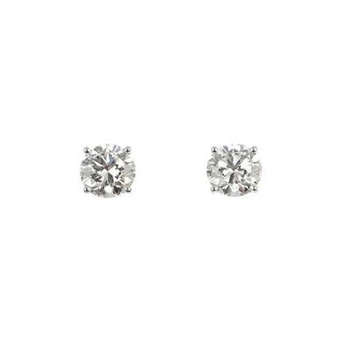  Round Solitaire Diamond Stud Earring  White Gold 