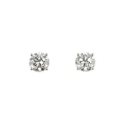  Round Solitaire Diamond Stud Earring  White Gold 