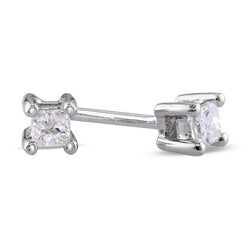 0.70 Carats 4 Prong Set Princess Cut Diamond Stud Earring Gold 14K New
