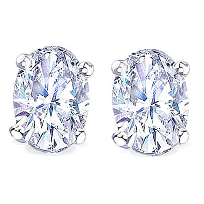 Oval Cut Diamond Stud Earrings White Gold Stud Earrings
