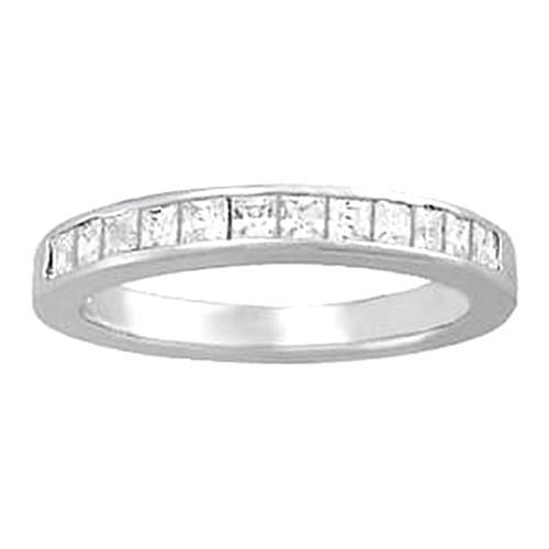0.72 Carat Diamond Engagement Band Princess White Gold 14K Band