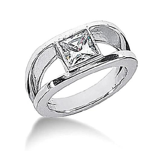  Fancy Lady’s Sparkling Vintage Style White Gold Diamond Solitaire Ring 