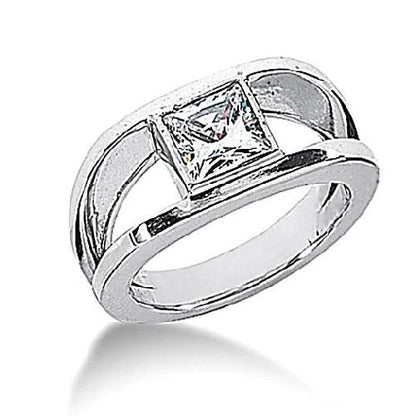  Fancy Lady’s Sparkling Vintage Style White Gold Diamond Solitaire Ring 