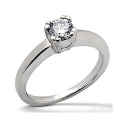 Real  0.75 Carats Round Diamond White Gold Solitaire Engagement Ring
