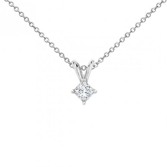 0.75 Carats Princess Cut Diamond Women Pendant White Gold 14K Pendant