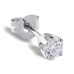 0.75 Carats Round Brilliant Single Diamond Men's Earring