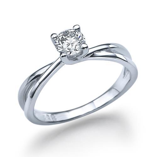 Sparkling Unique Solitaire White Gold Diamond Anniversary Ring 