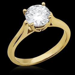 0.75 Carats Round Solitaire Yellow Gold 14K Engagement Ring