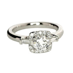 1.35 Carats Three Stone Diamonds Engagement Ring White Gold 14K