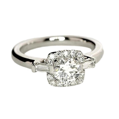 0.75 Carats Three Stone Diamonds Engagement Ring White Gold 14K Jewelry Three Stone Ring