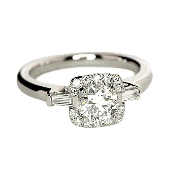 0.75 Carats Three Stone Diamonds Engagement Ring White Gold 14K Jewelry Three Stone Ring