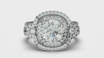 Cushion & Round Cut Gorgeous Halo Natural Earth Mined Diamond Wedding Ring 6.40 Ct