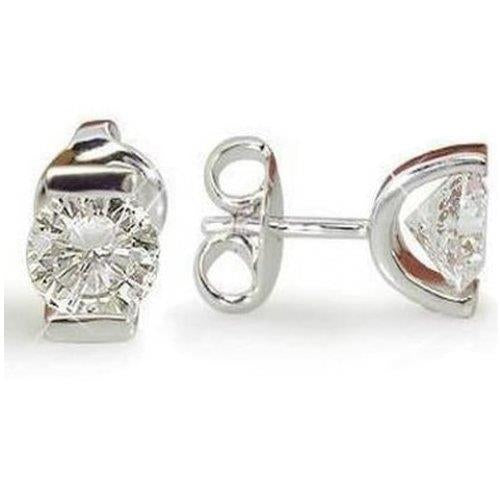  Round Diamond Women Stud Earring  White Gold 