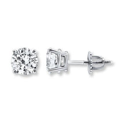 0.90 Ct. Round Solitaire Diamond Stud Earring White Gold 14K Prong Set