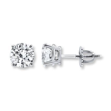 0.90 Carats Round Solitaire Diamond Stud Earring White Gold 14K Prong Set Stud Earrings