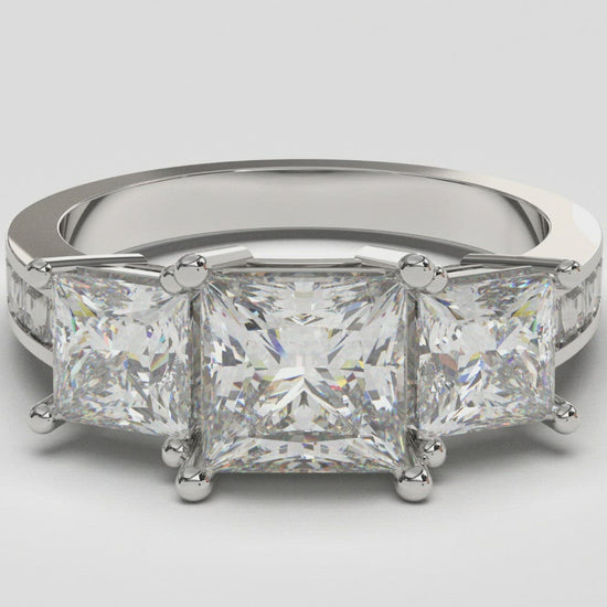  Princess Cut Diamond 3 Stone Engagement Ring New