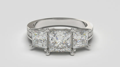  Princess Cut Diamond 3 Stone Engagement Ring New
