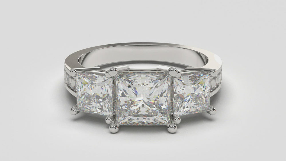  Princess Cut Diamond 3 Stone Engagement Ring New
