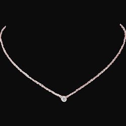 1 Carat Bezel Set Diamond Solitaire Necklace Pendant Rose Gold 14K