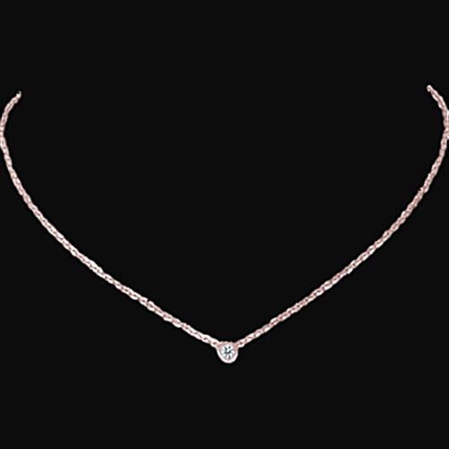 1 Carat Bezel Set Yard Diamond Solitaire Necklace Pendant Rose Gold 14K Pendant