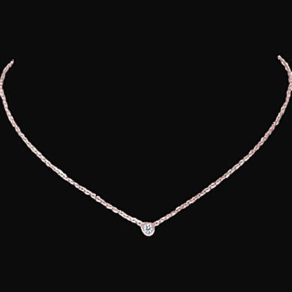 1 Carat Bezel Set Yard Diamond Solitaire Necklace Pendant Rose Gold 14K Pendant