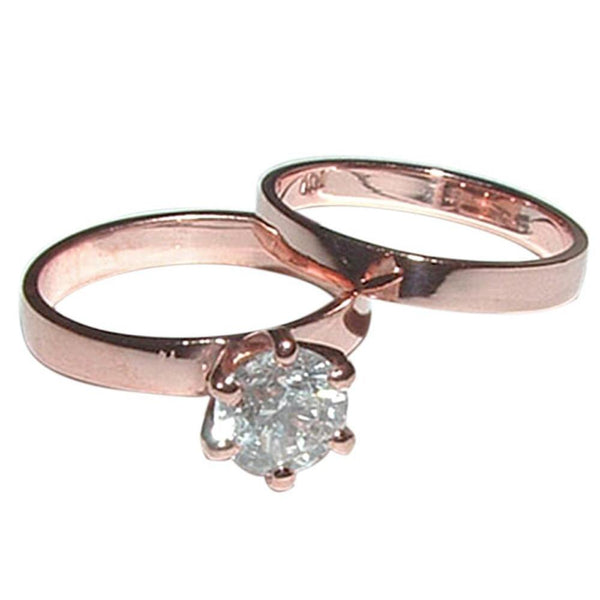 1 Carat Diamond Engagement Ring Band Solitaire White Gold 14K Engagement Ring Set