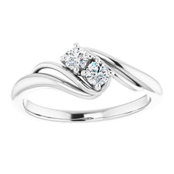 Real  1 Carat Diamond Engagement Ring Bypass Shank Setting White Gold 14K