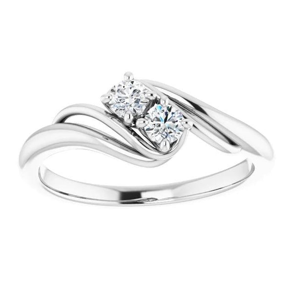 1 Carat Diamond Engagement Ring Bypass Shank Setting White Gold 14K Engagement Ring