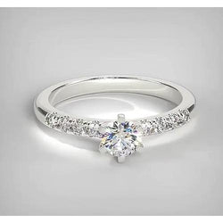 1.50 Carats Real Natural Earth Mined Diamond Engagement Ring White Gold 14K