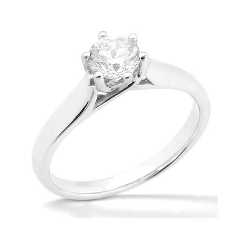 Woman's White Gold Weeding Anniversary Solitaire Diamond Ring 