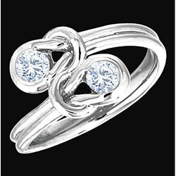 Real  Toi et Moi 1 Carat Diamond Knot Style Wedding Engagement Ring