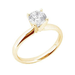 1 Carat Diamond Solitaire Ring 4 Prong Set Yellow Gold 14K
