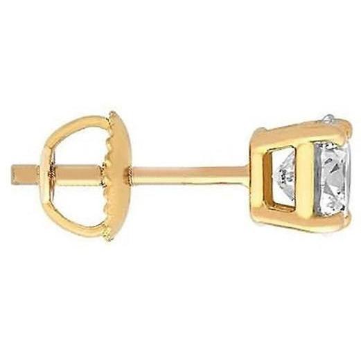 1 Carat Diamond Stud Single Earring Mens' Jewelry Yellow Gold 14K Single Stud