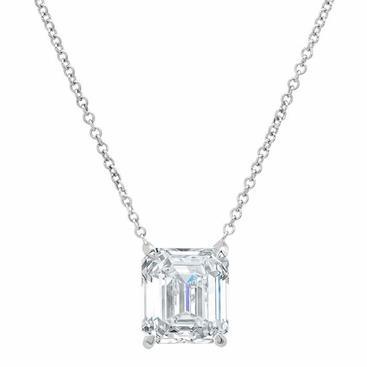 1 Carat Emerald Diamond Women Necklace Pendant White Gold 14K Pendant