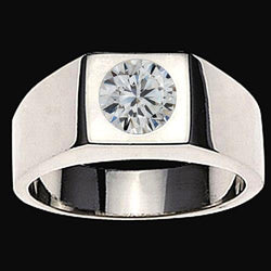 1 Carat F VS1 Diamond Men's Solitaire Ring 14K White Gold