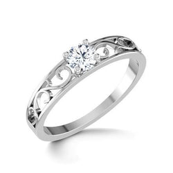 1 Carat Round Solitaire Diamond Engagement Ring 14K White Gold